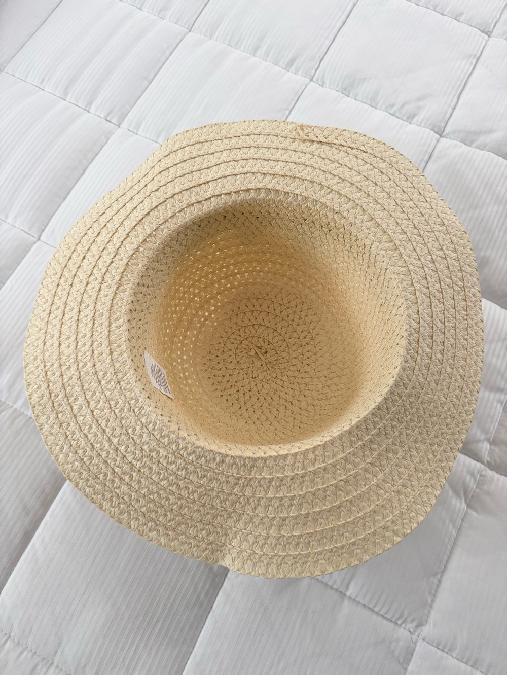 Natural Color Straw Wide-Brim Floppy Sun Hat with Turquoise Ribbon Bow, NWOT - Picture 3 of 3